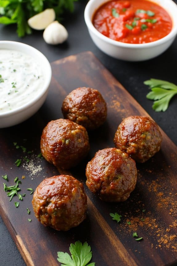 lamb meatballs with sauce options