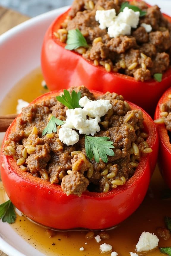 mediterranean lamb stuffed peppers