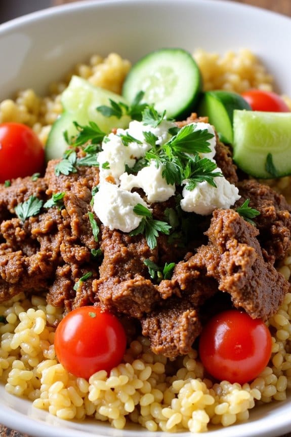 mediterranean spiced lamb quinoa bowls