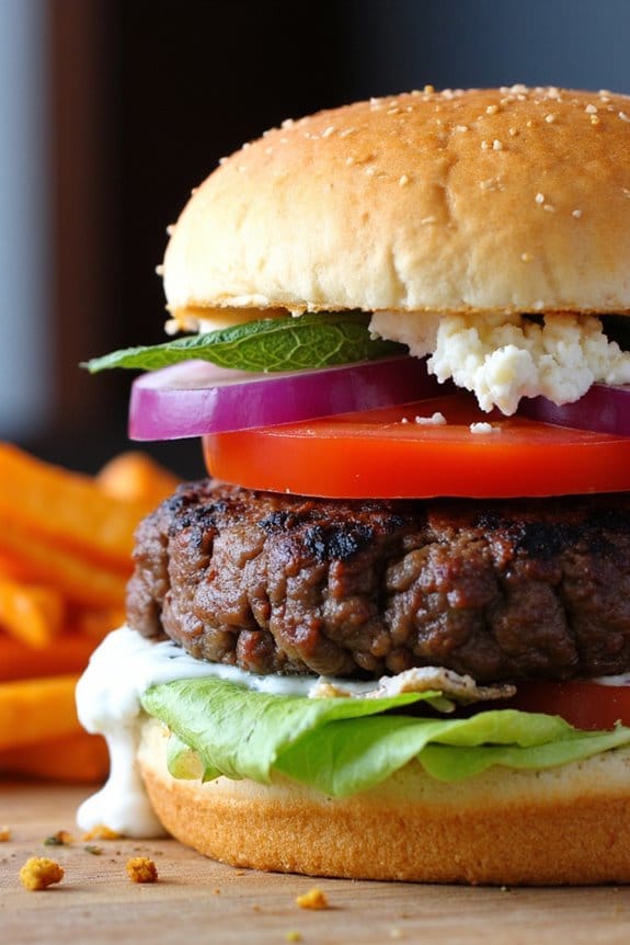 mint feta lamb burgers