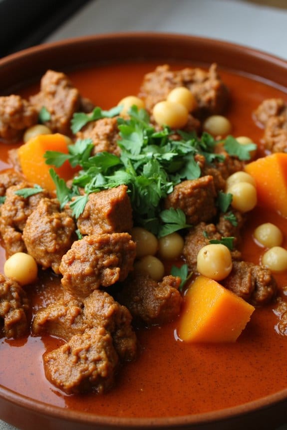 moroccan spiced ground lamb stew