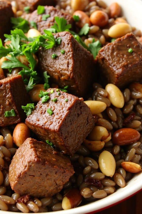 nutty beef wild rice dish