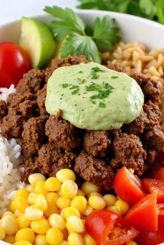 quick taco lamb bowl