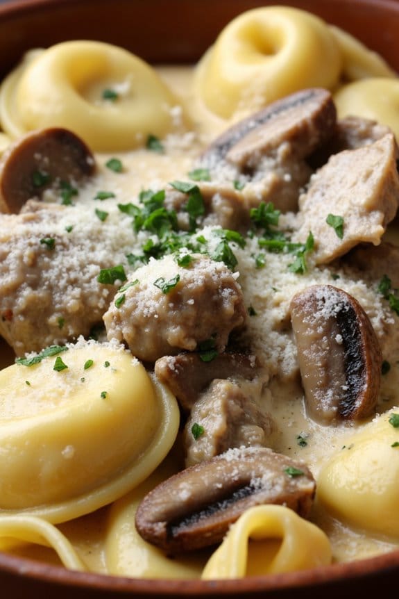 rustic beef tortellini dish