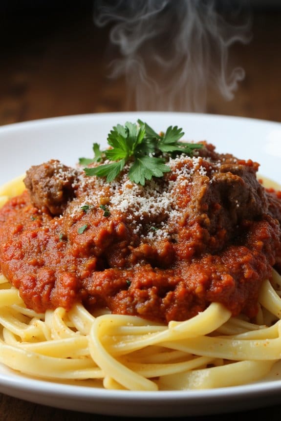 savory ground lamb bolognese