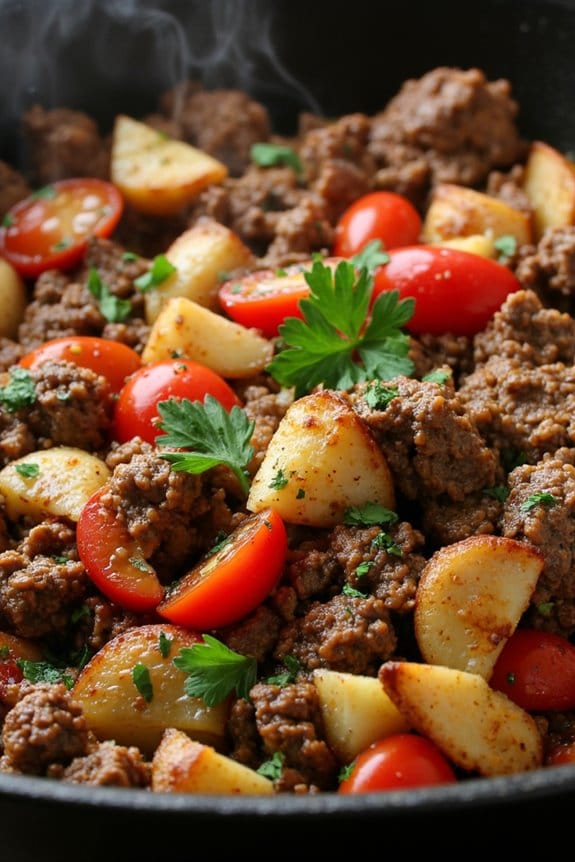 savory lamb eggplant skillet