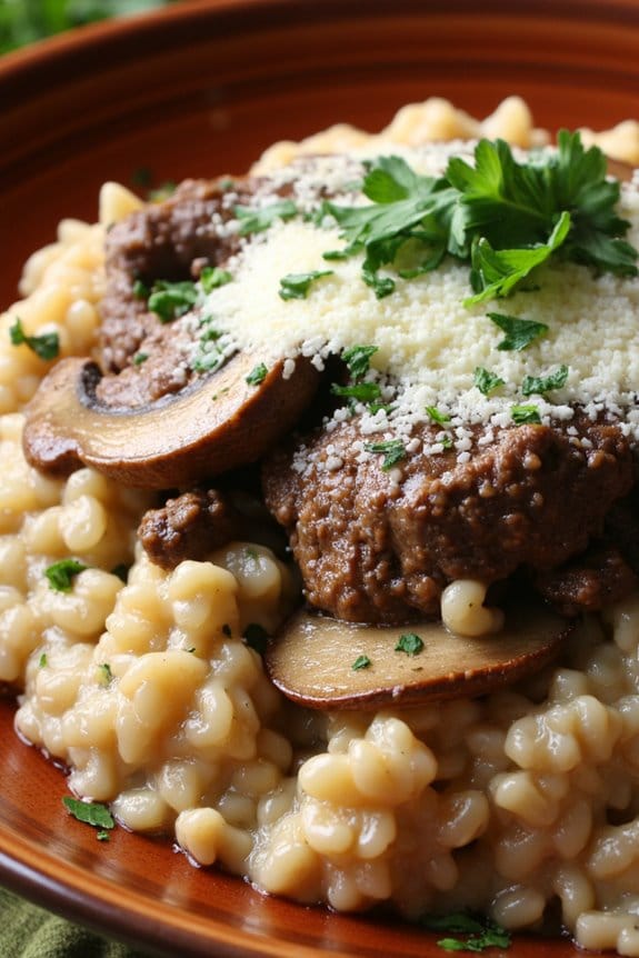 savory lamb mushroom risotto