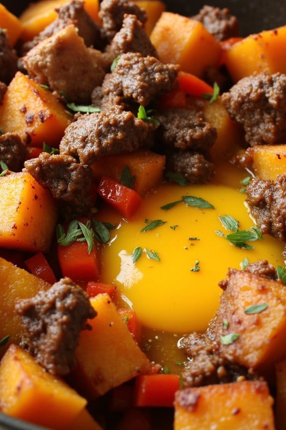 savory lamb sweet potato hash