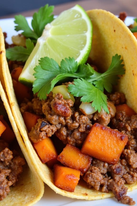 savory lamb sweet potato tacos