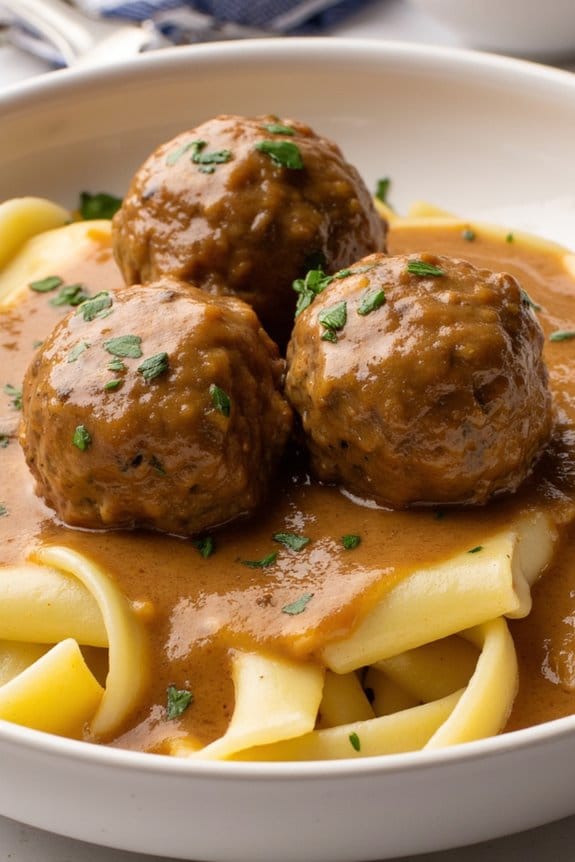 savory meatballs with sauce