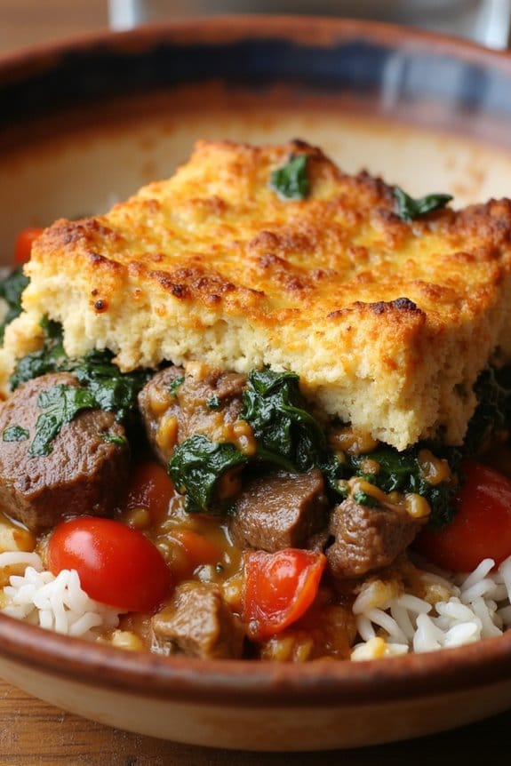 savory spinach lamb casserole