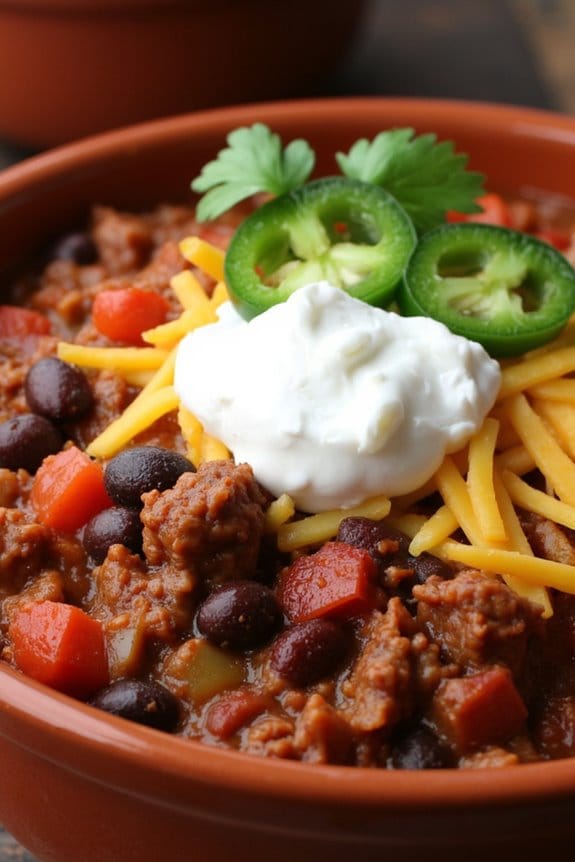 spicy slow cooked beef chili