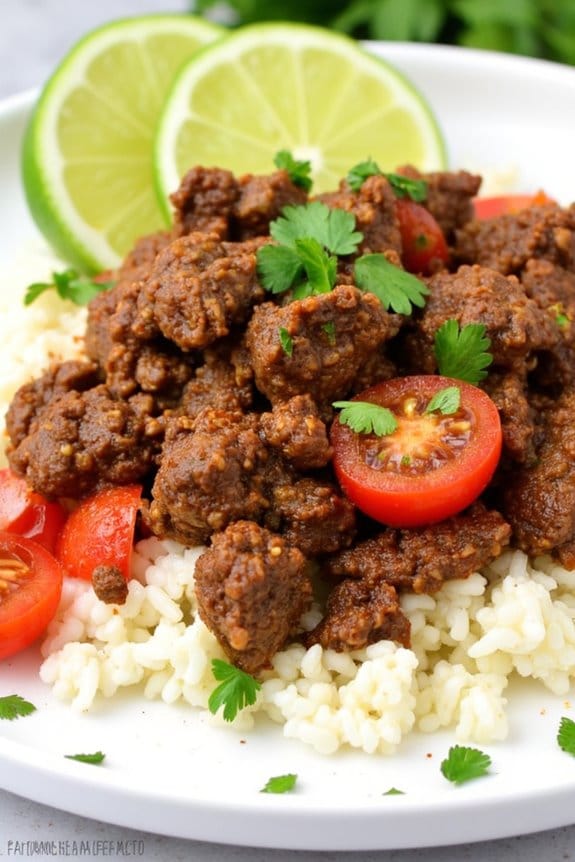 taco spiced beef with cauliflower