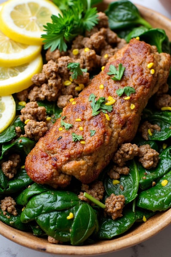 zesty lamb with spinach