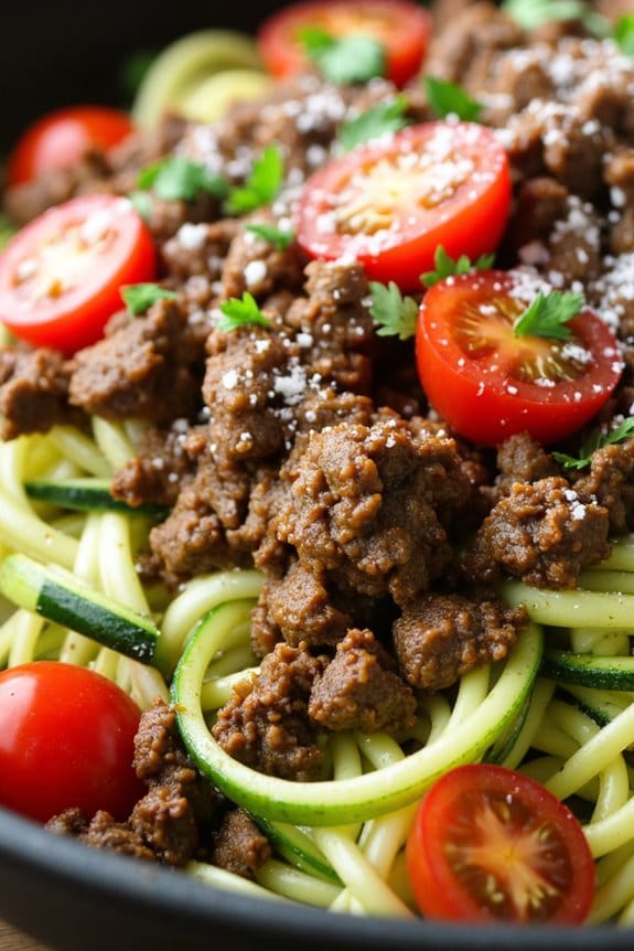 zesty lamb with zucchini noodles