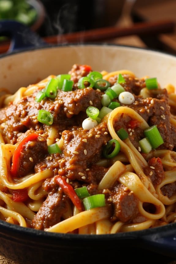 asian beef noodle casserole