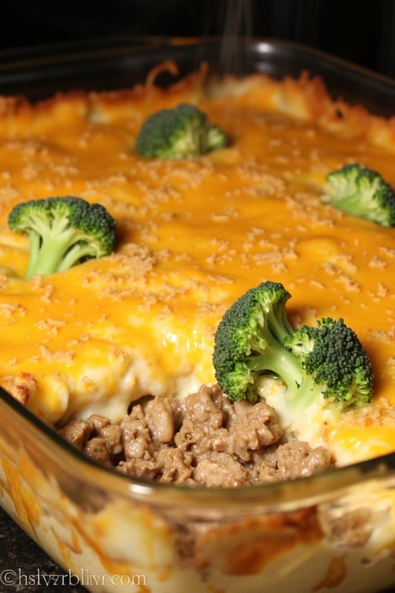 cheesy beef broccoli casserole