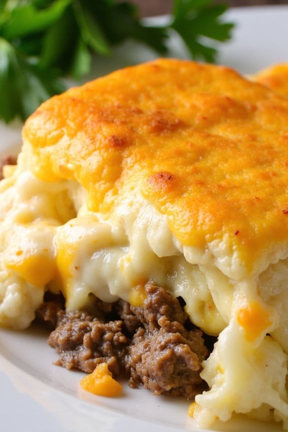 cheesy cauliflower beef casserole