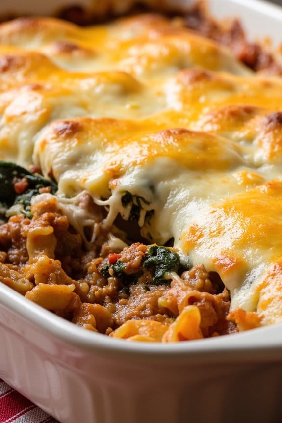 cheesy spinach beef casserole