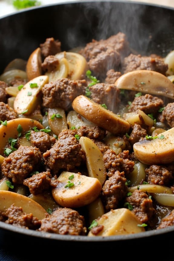 comforting beef and mushrooms