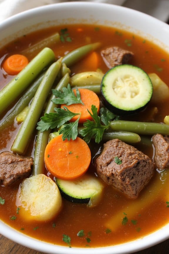 comforting beef veggie soup
