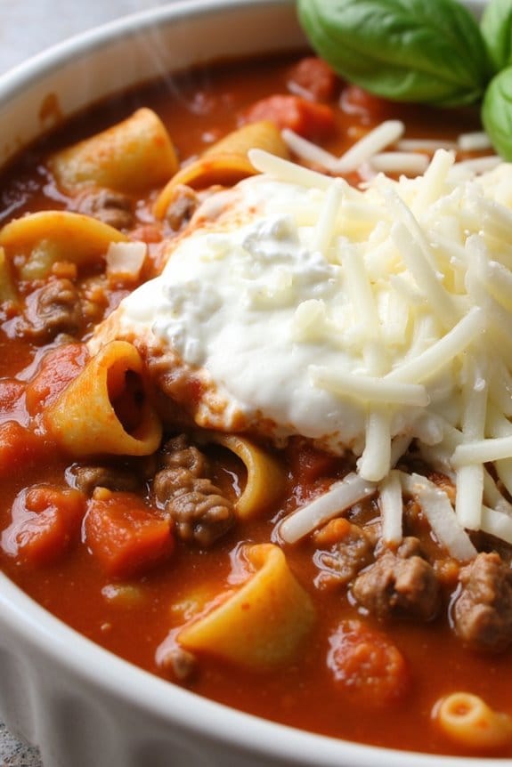 comforting slow cooked lasagna soup