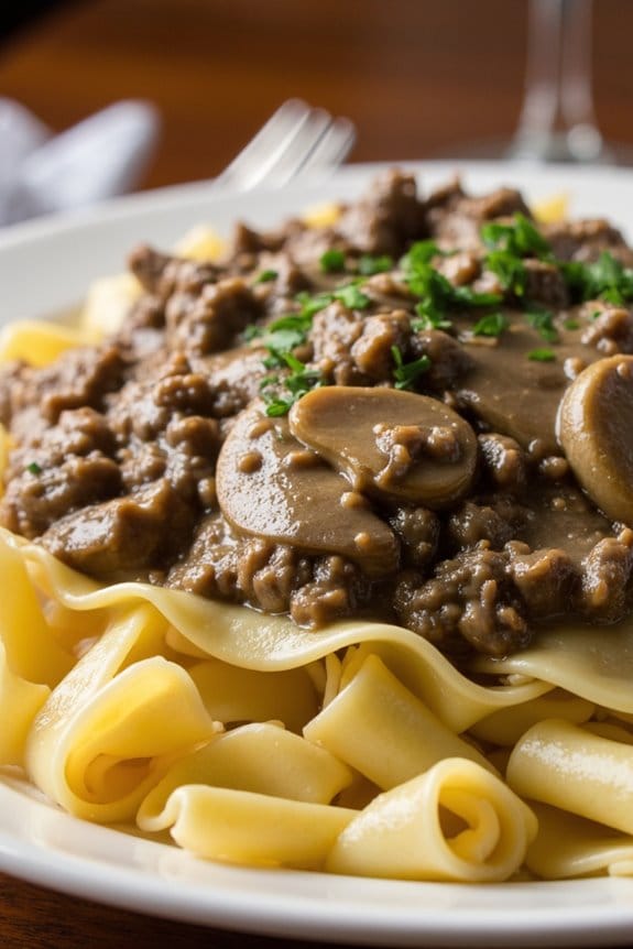 cozy ground beef stroganoff