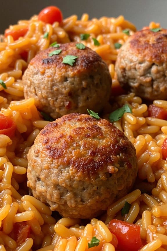 cozy meatballs with rice