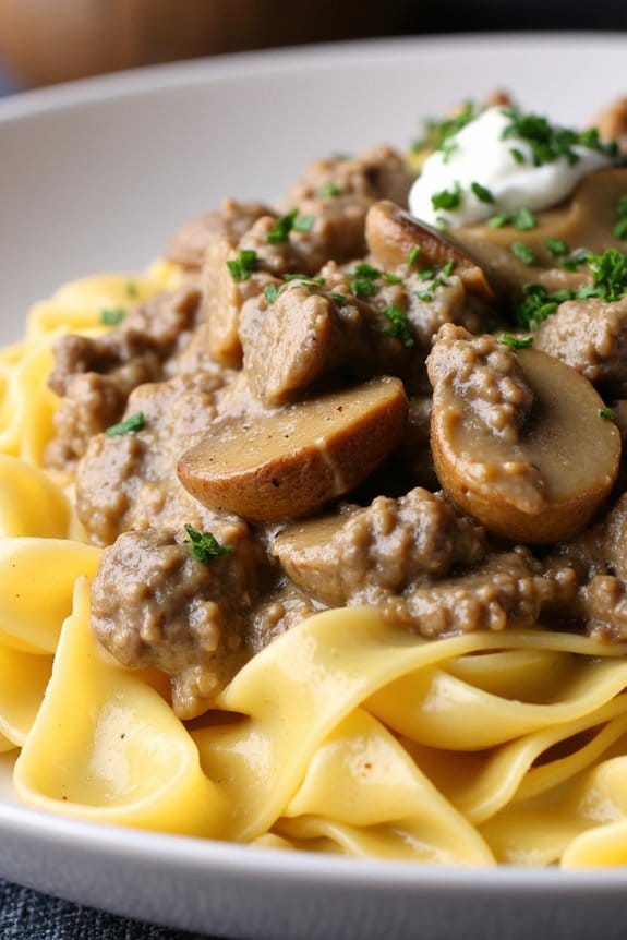 creamy crockpot beef stroganoff