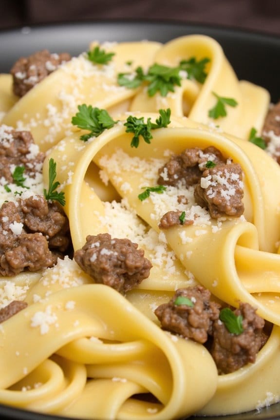 creamy garlic beef alfredo