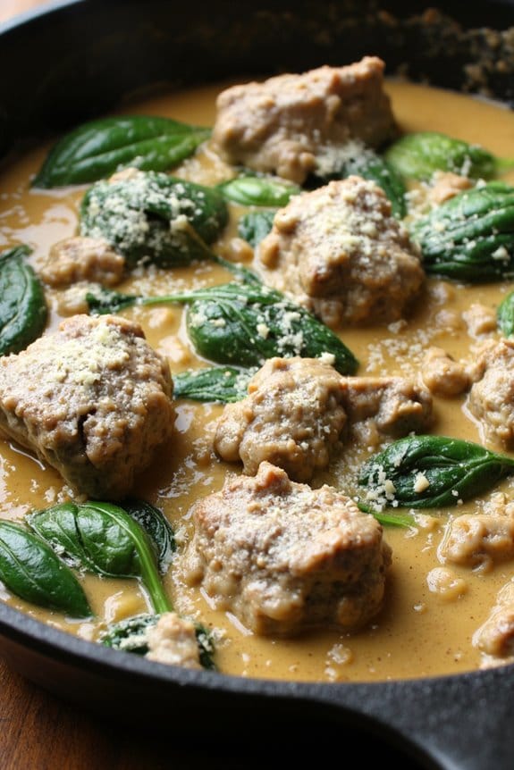 creamy spinach beef skillet