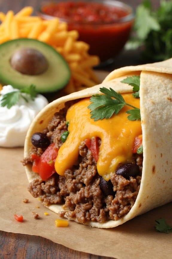 crockpot beef and bean burritos