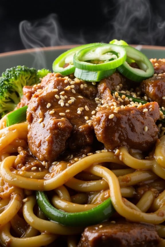 delicious beef broccoli noodles