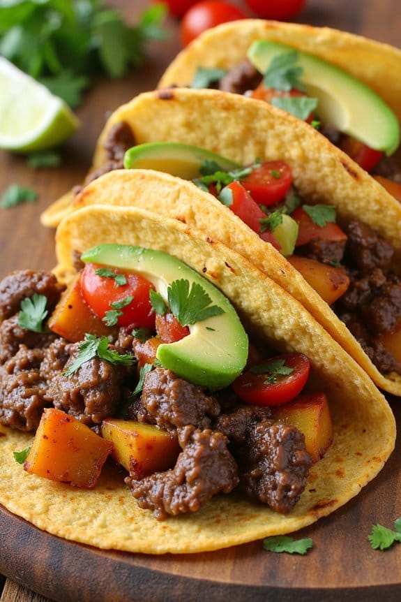 flavorful beef and potato tacos