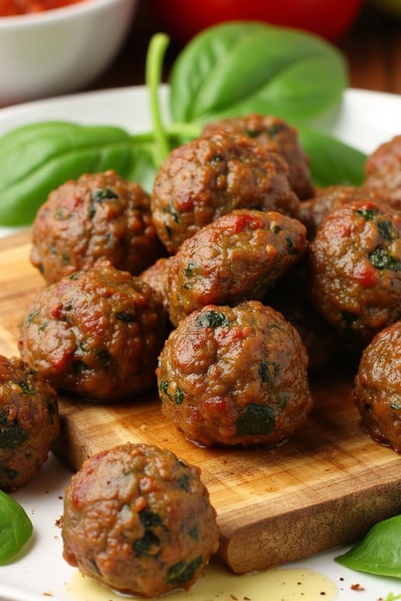 flavorful beef and spinach meatballs