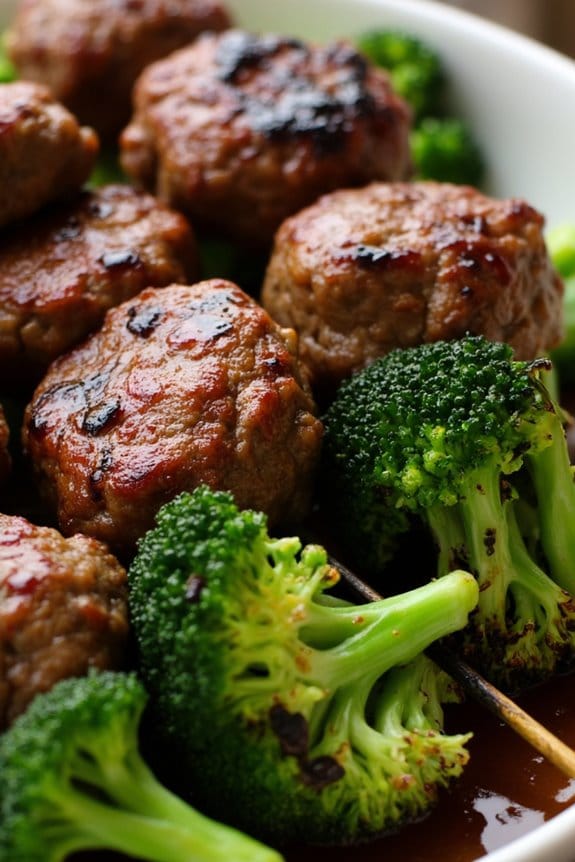 grilled beef broccoli skewers