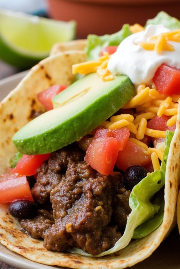 hearty beef and black bean tacos