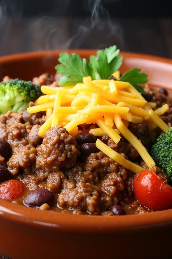 hearty beef and broccoli chili