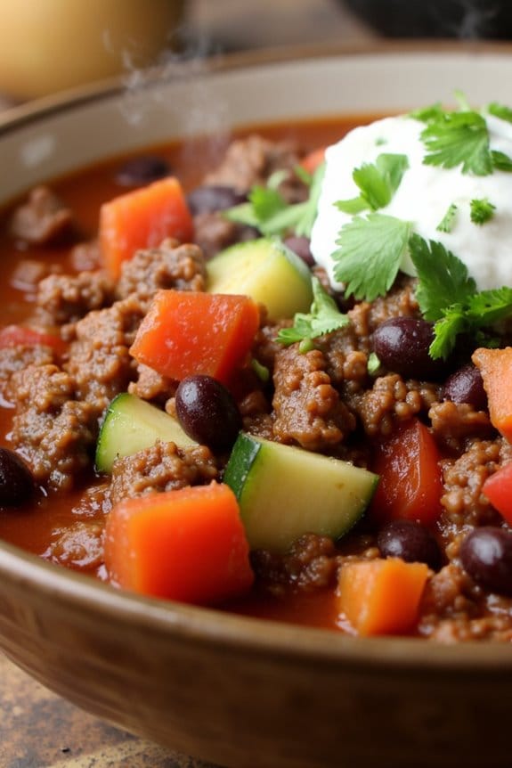 hearty beef and veggie chili