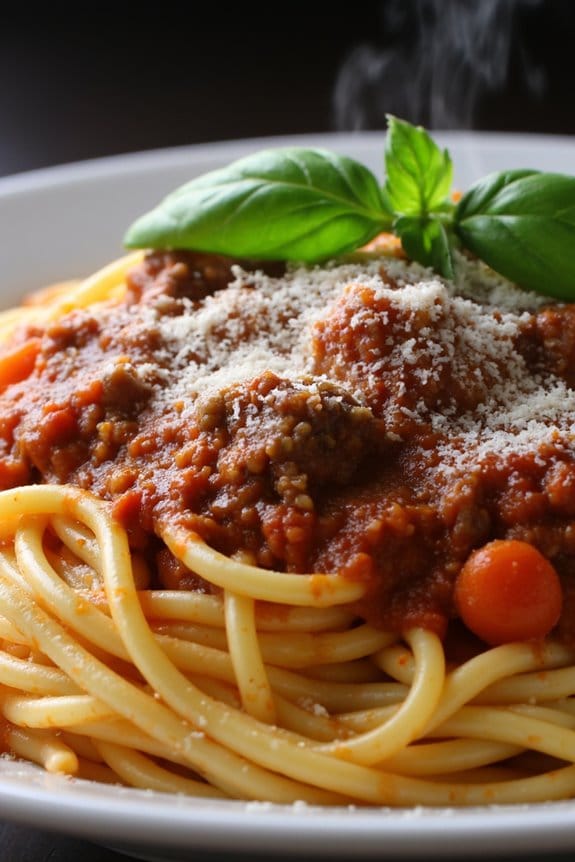 hearty beef bolognese spaghetti