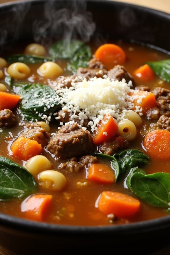 hearty beef spinach soup