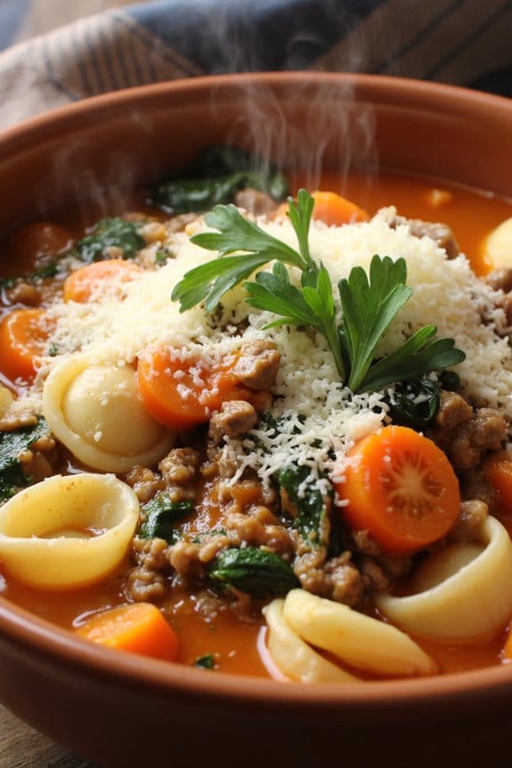 hearty beef veggie pasta soup