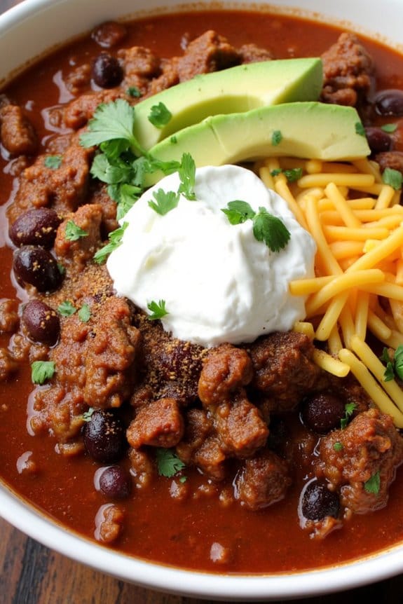 hearty chili for dinner