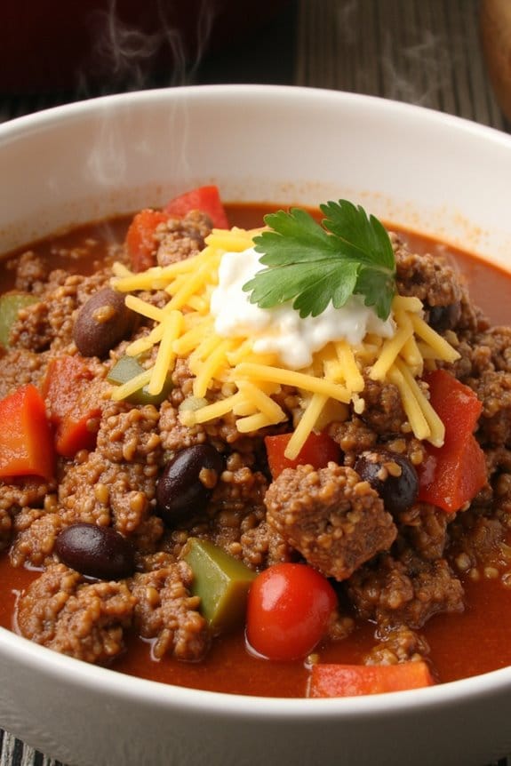 hearty quinoa beef chili