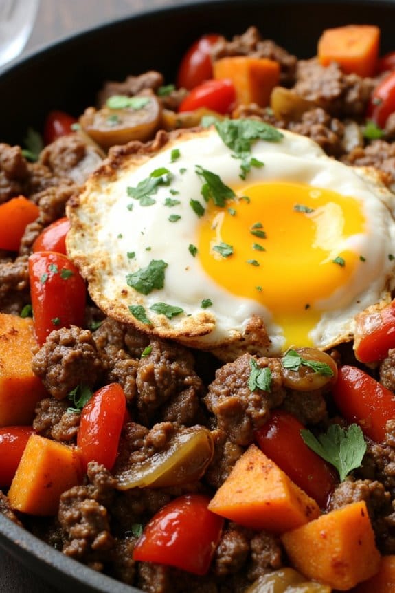 hearty sweet potato beef hash