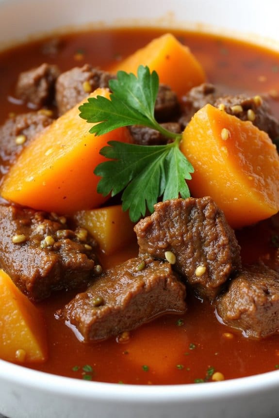 hearty sweet potato beef stew