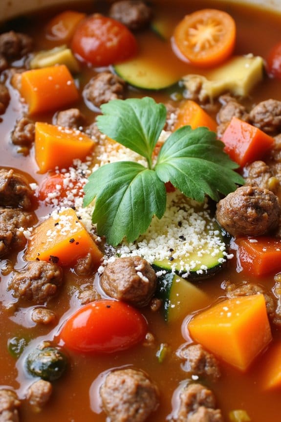 hearty zucchini beef soup