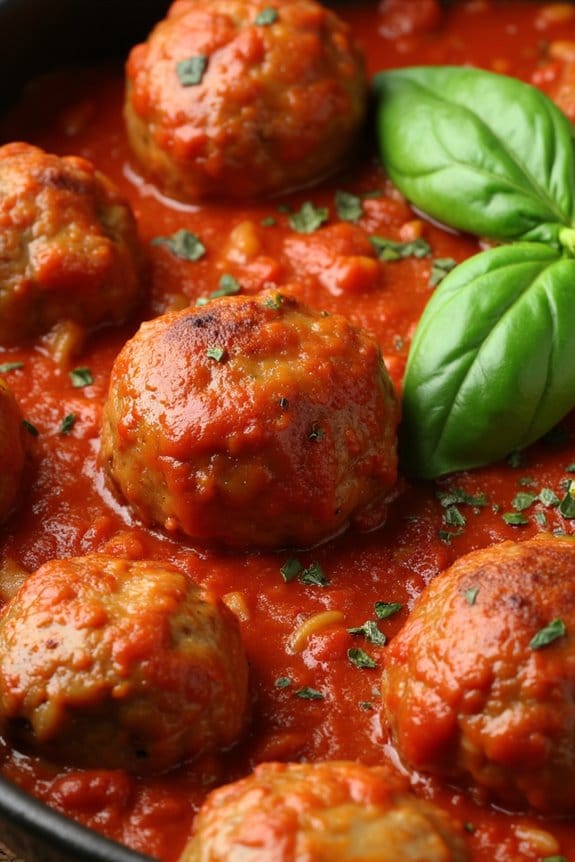 homemade meatballs in marinara