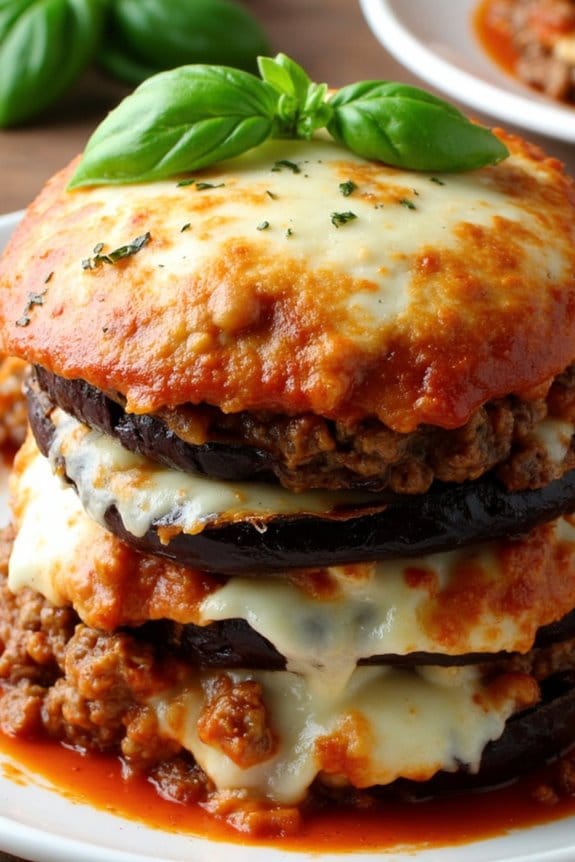 italian beef eggplant stacks