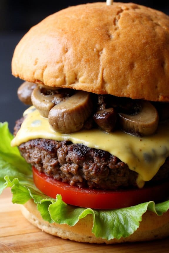 luxurious mushroom beef burger